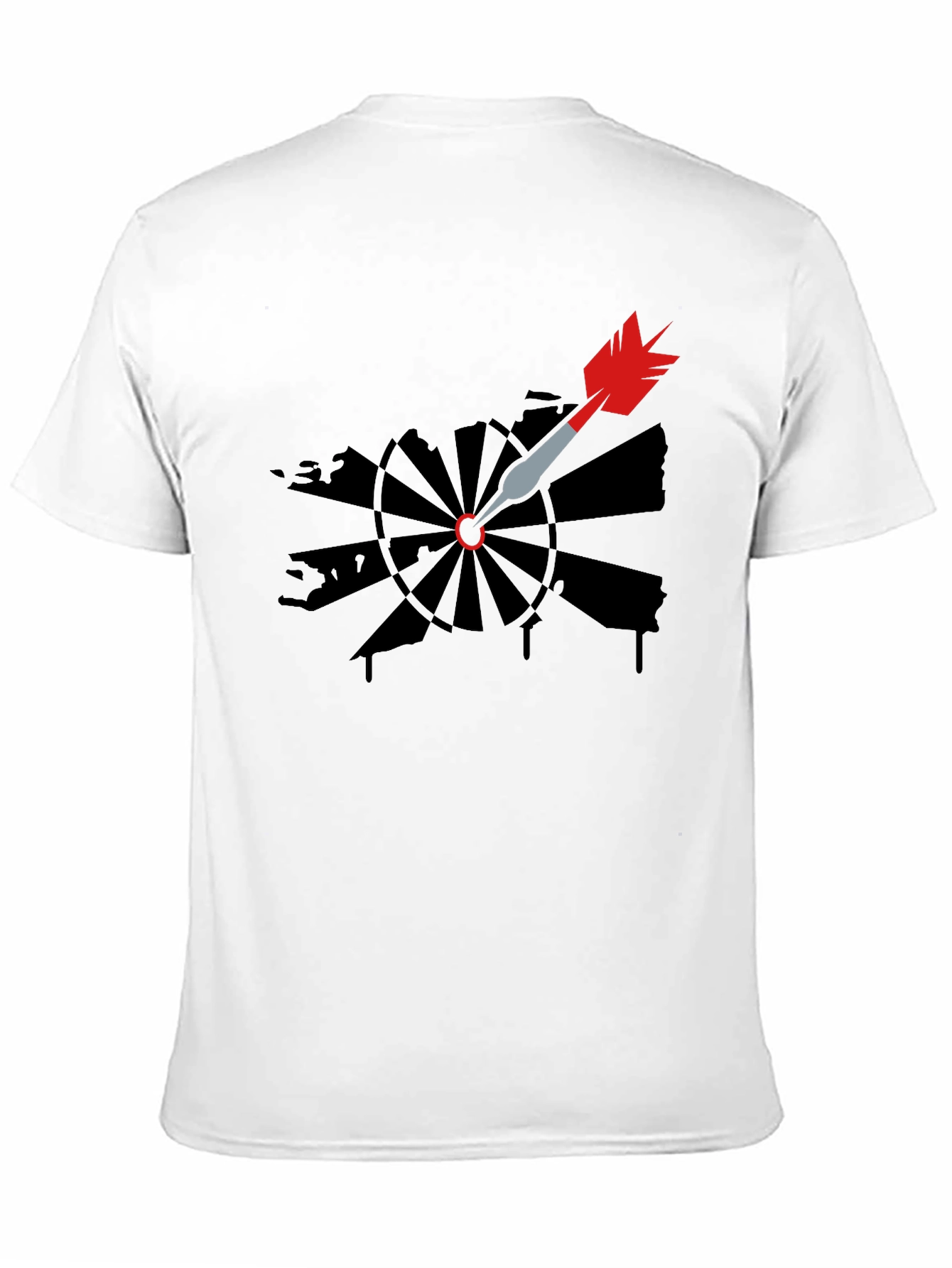 Dartboard Arrow Graphic Tee - Black Cotton Casual T-Shirt