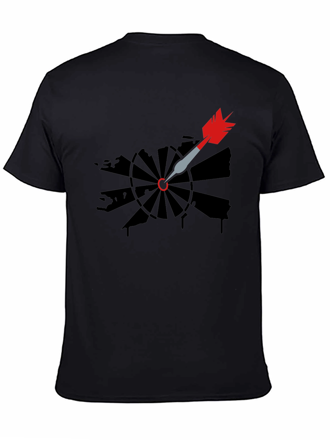 Dartboard Arrow Graphic Tee - Black Cotton Casual T-Shirt