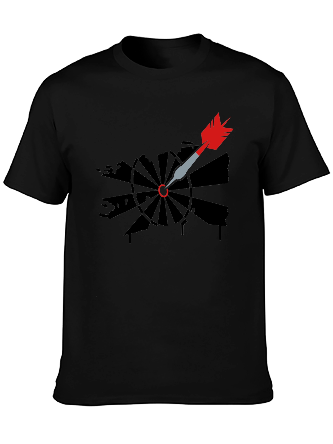 Dartboard Arrow Graphic Tee - Black Cotton Casual T-Shirt
