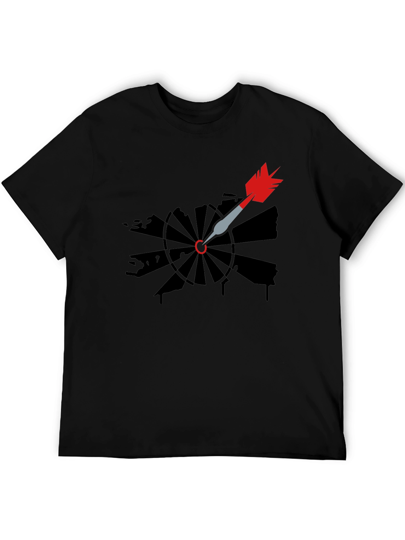 Dartboard Arrow Graphic Tee - Black Cotton Casual T-Shirt