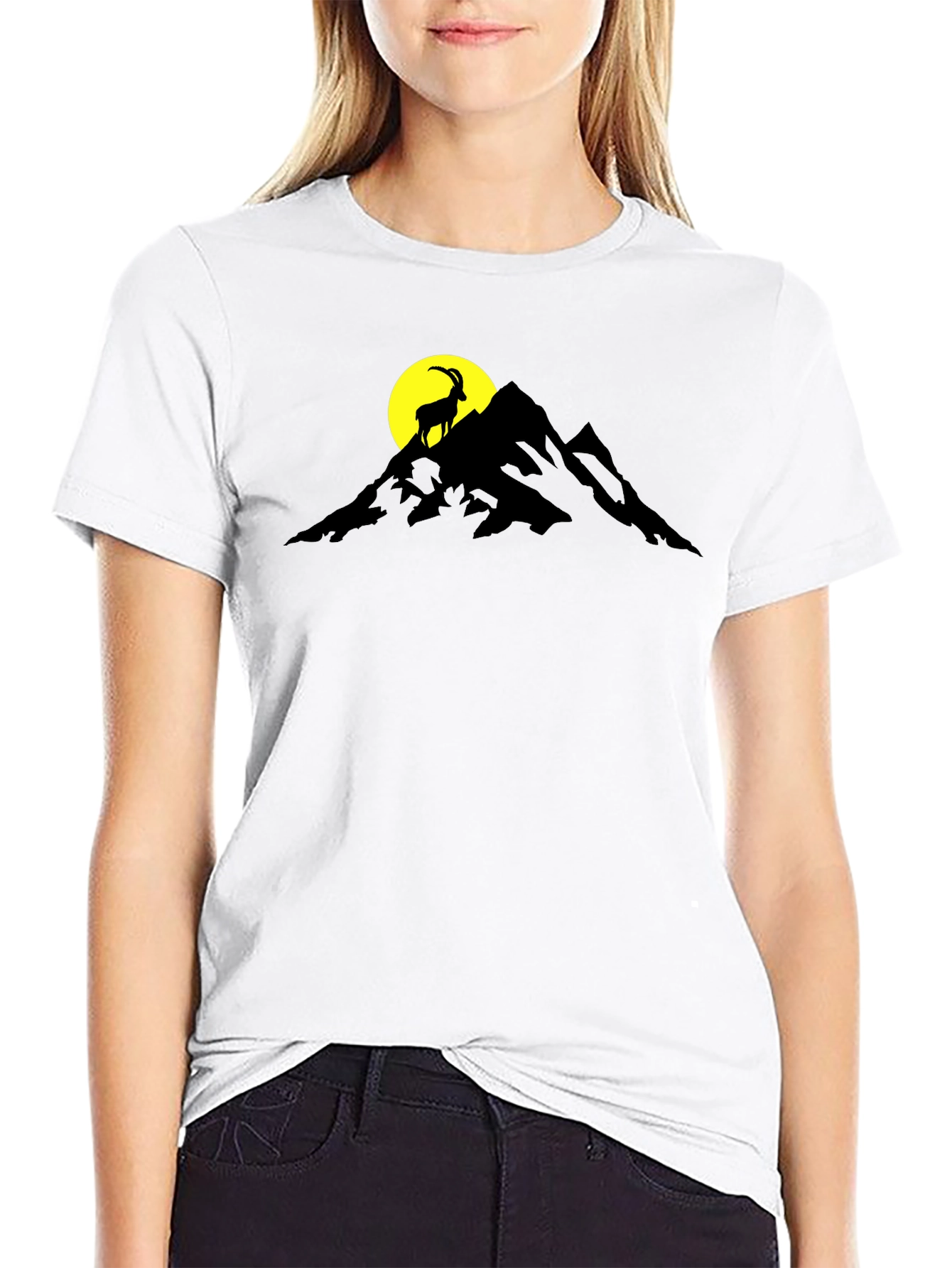 Mountain Goat Graphic Tee - Black Cotton Blend