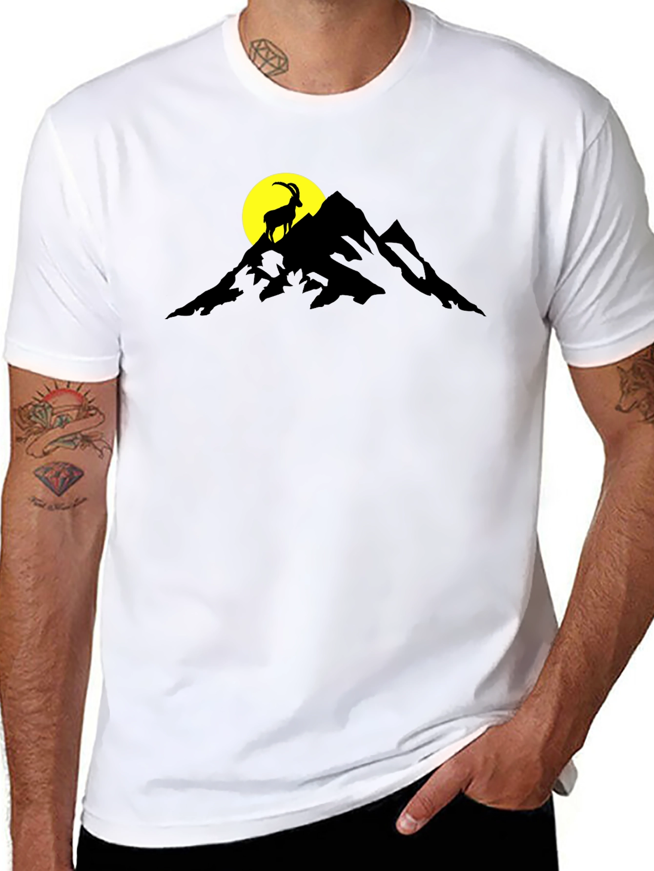 Mountain Goat Graphic Tee - Black Cotton Blend