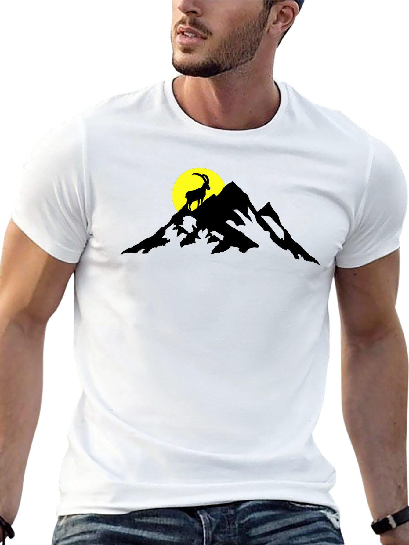 Mountain Goat Graphic Tee - Black Cotton Blend