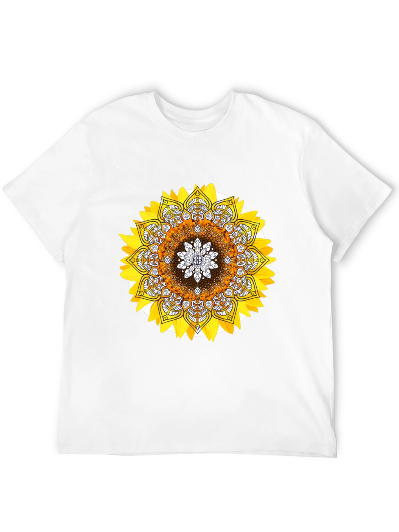 Sunflower Mandala Graphic Tee - Stylish Black T-Shirt