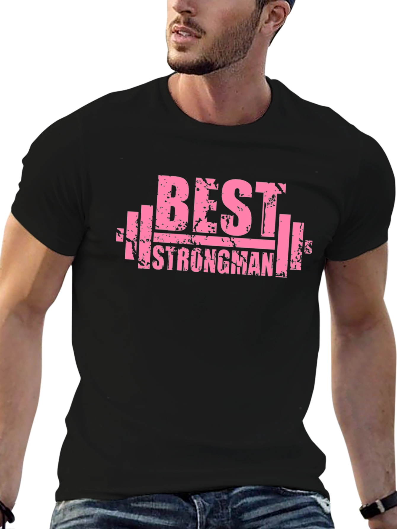 Best Strongman Black T-Shirt - Gym Workout Apparel