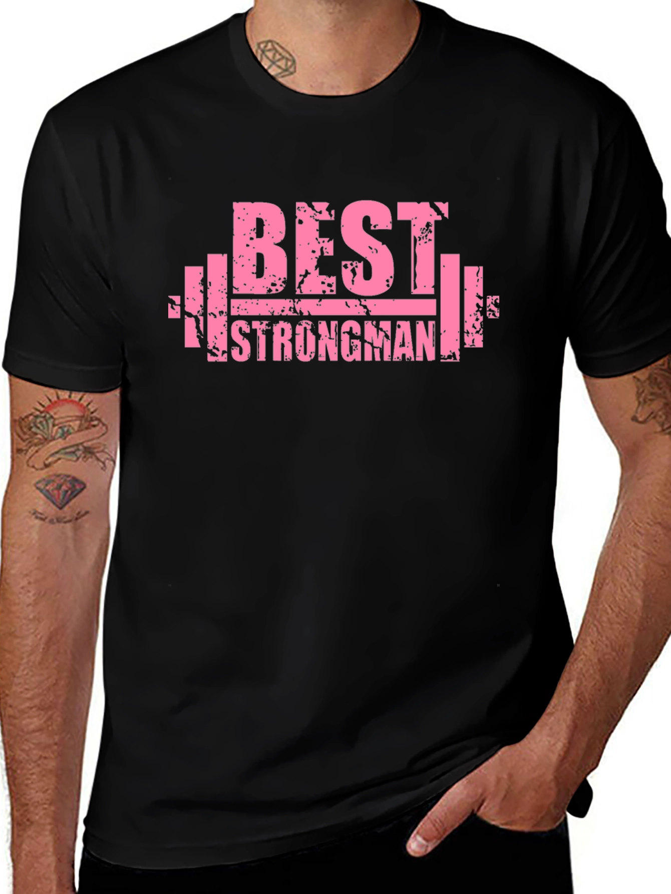 Best Strongman Black T-Shirt - Gym Workout Apparel