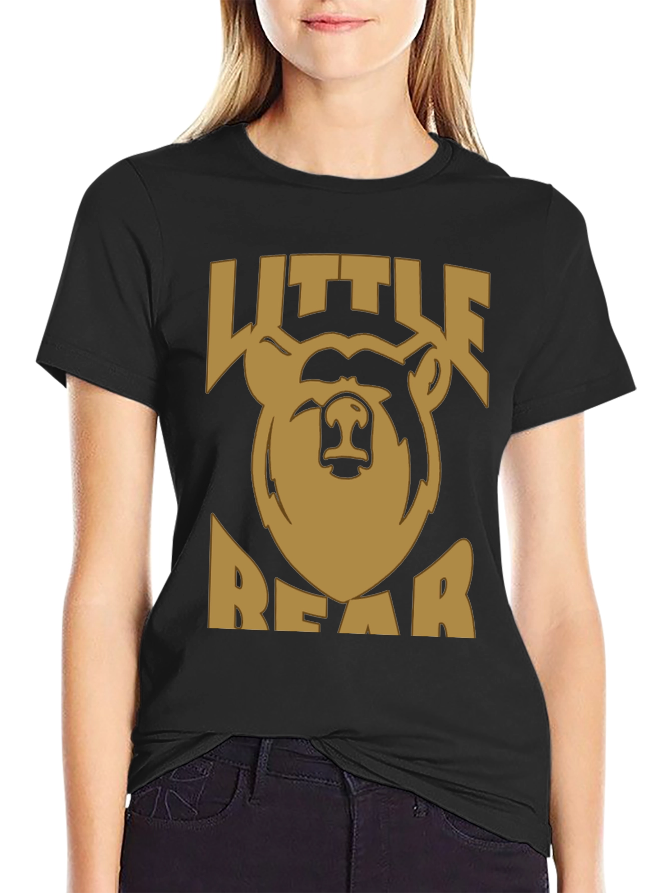 Little Bear Graphic Tee - Black Cotton Blend