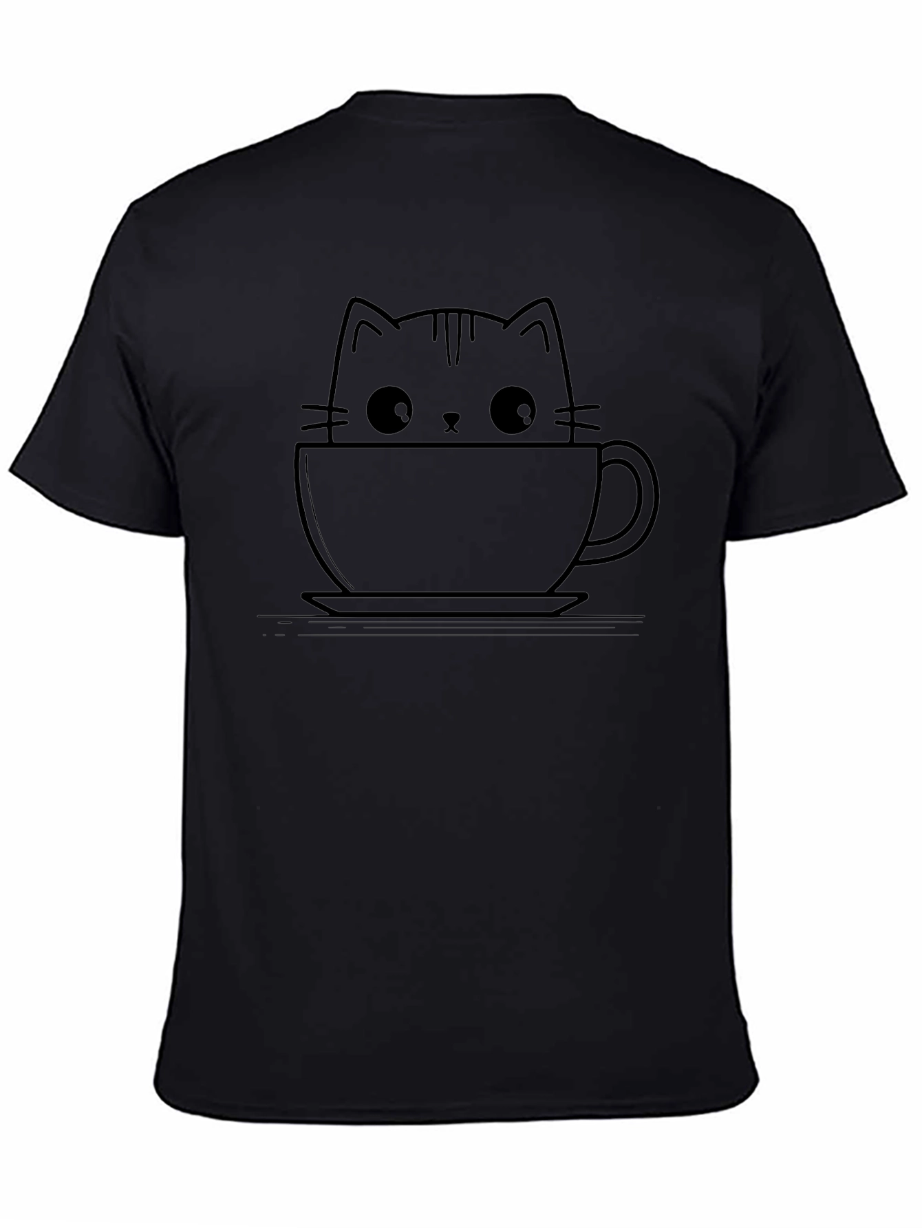 Cute Cat in a Cup Black T-Shirt