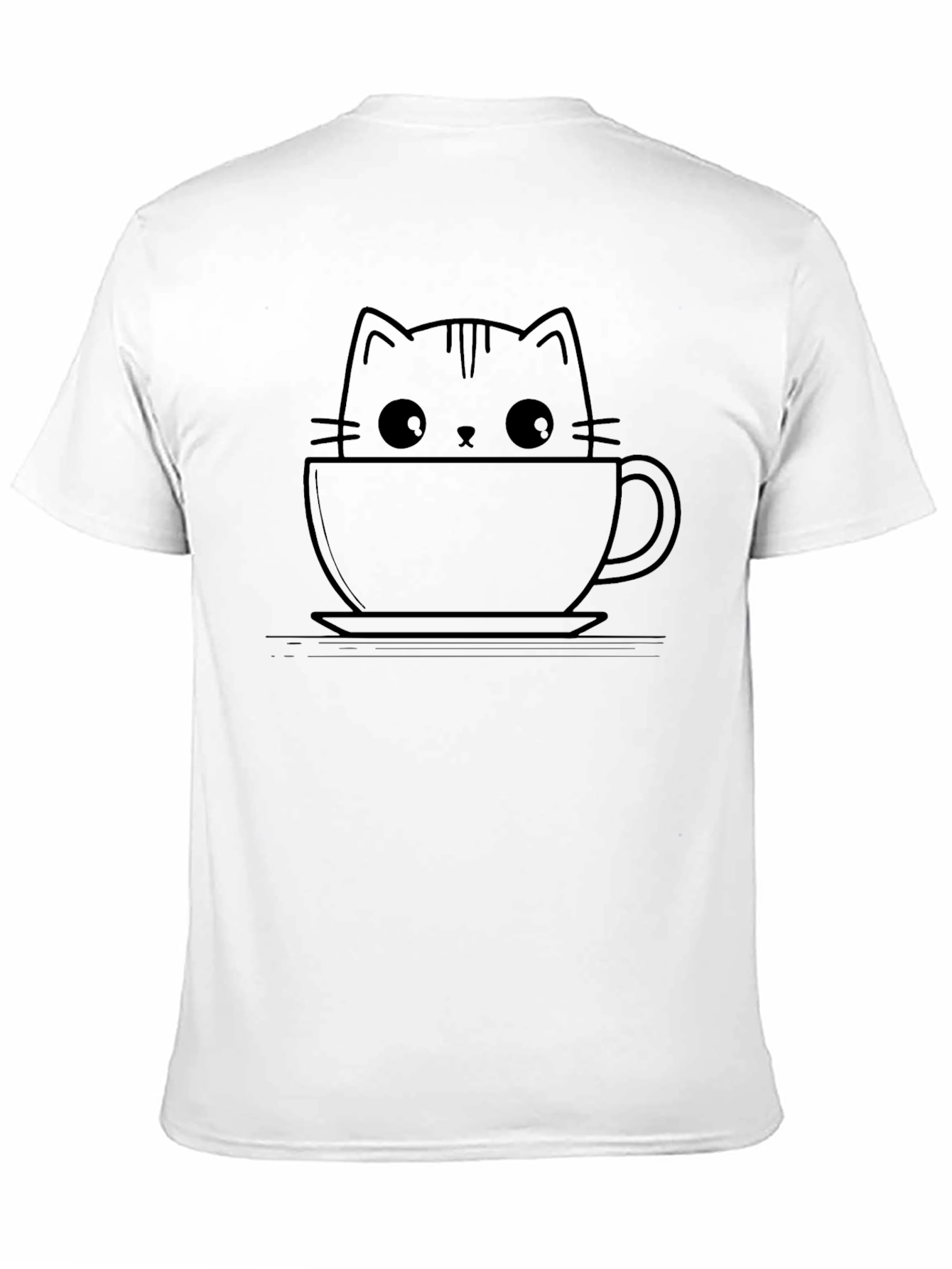 Cute Cat in a Cup Black T-Shirt