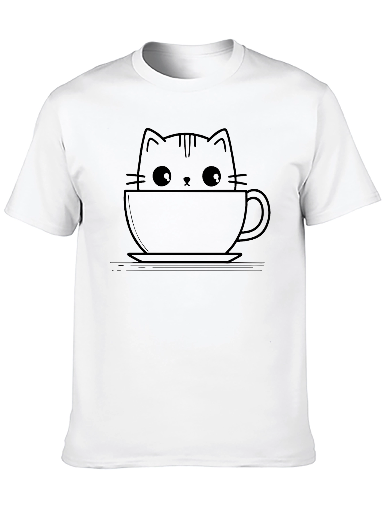 Cute Cat in a Cup Black T-Shirt