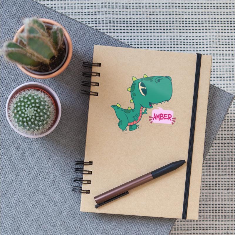 AMBER - Lovely girl name with cute dinosaur