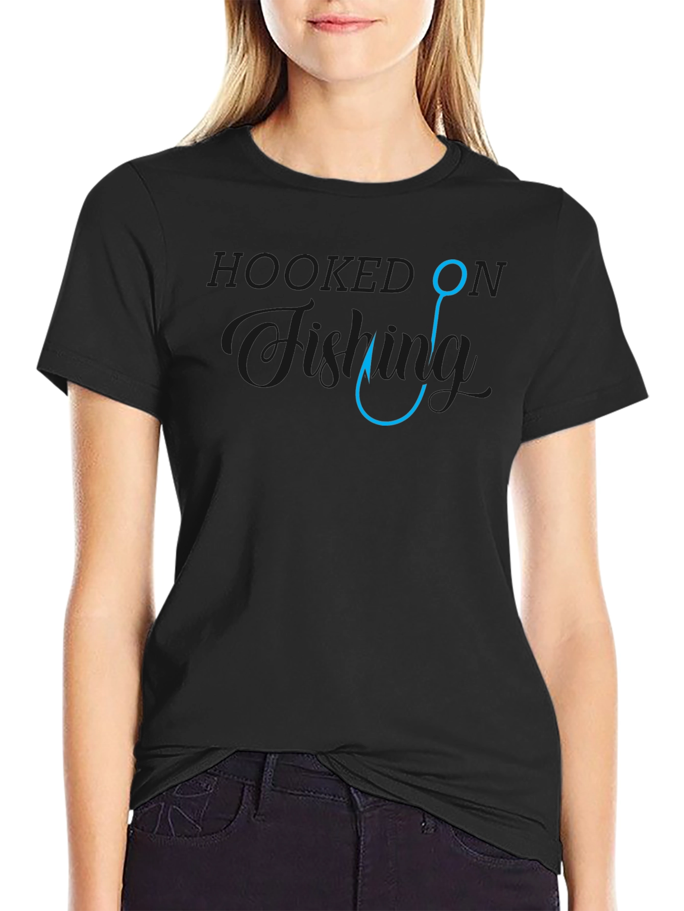 Hooked on Fishing Black T-Shirt