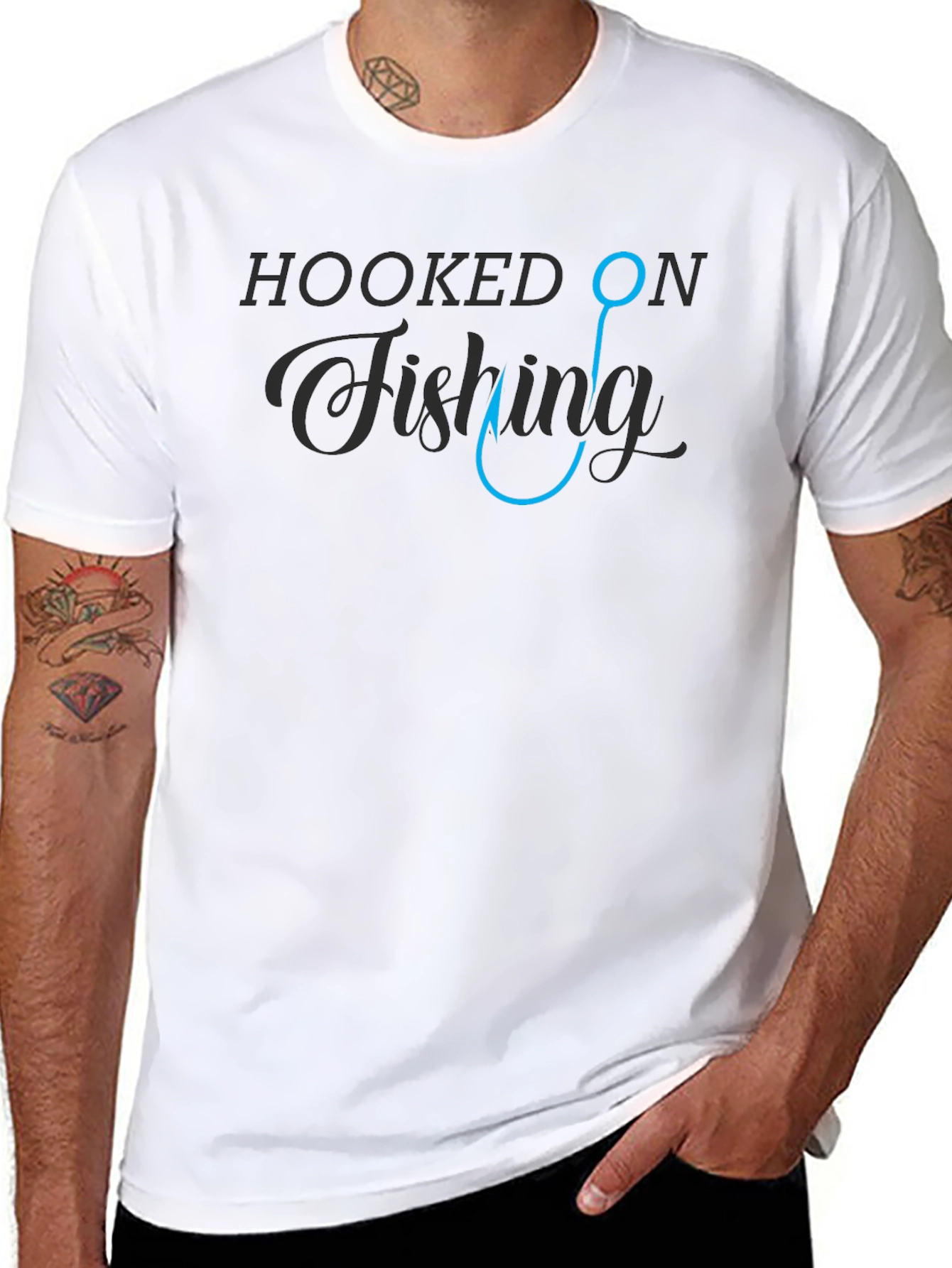 Hooked on Fishing Black T-Shirt