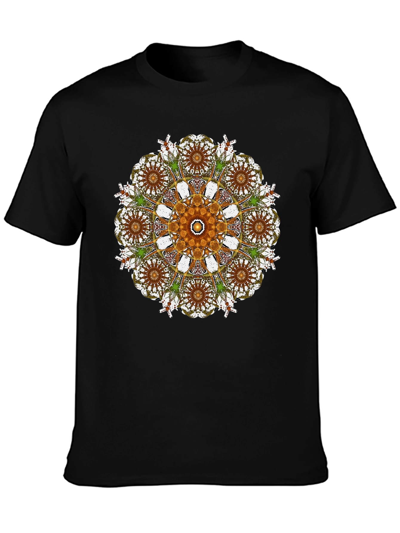 Mandala Print Black Crew Neck T-Shirt
