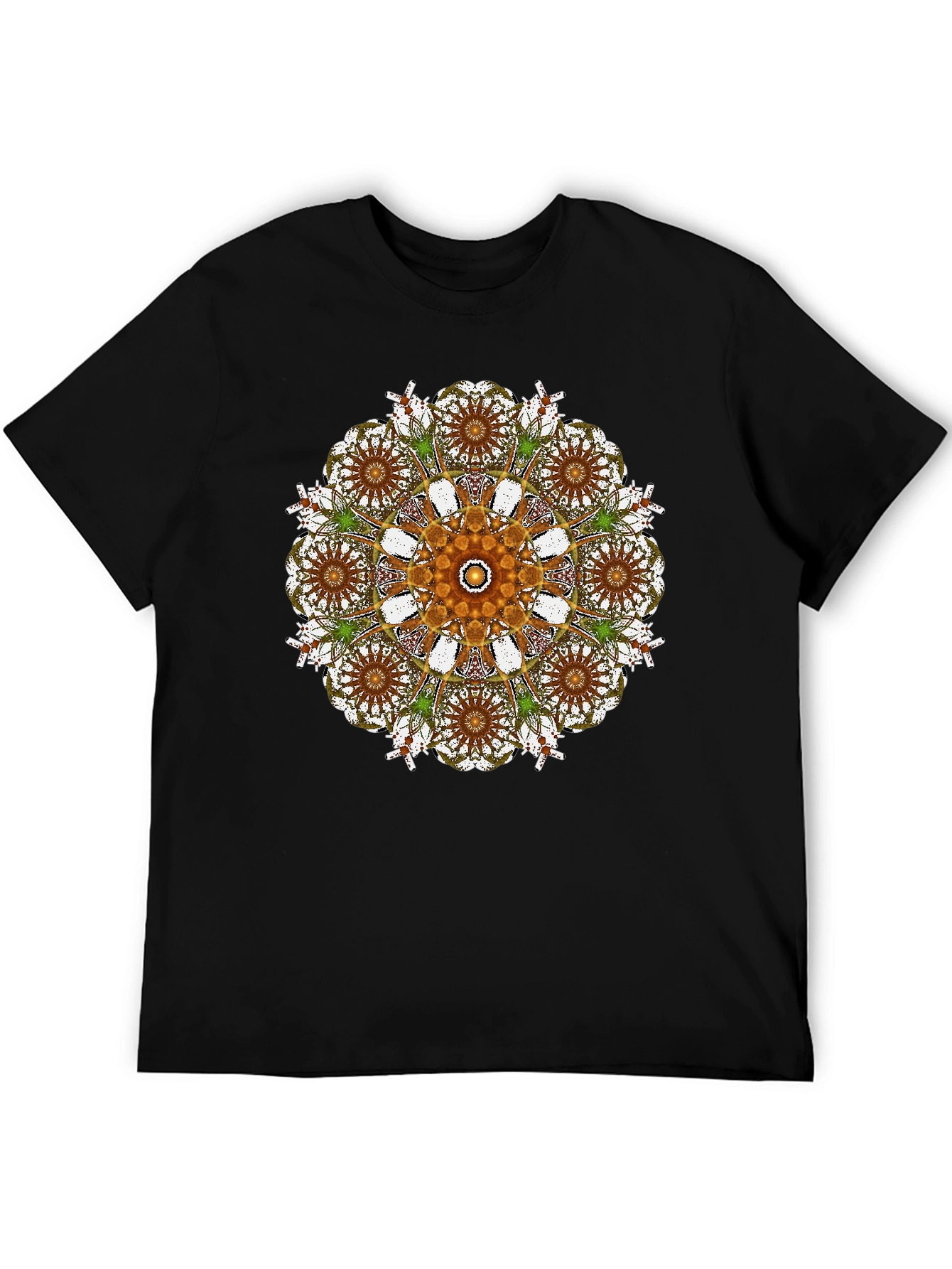 Mandala Print Black Crew Neck T-Shirt