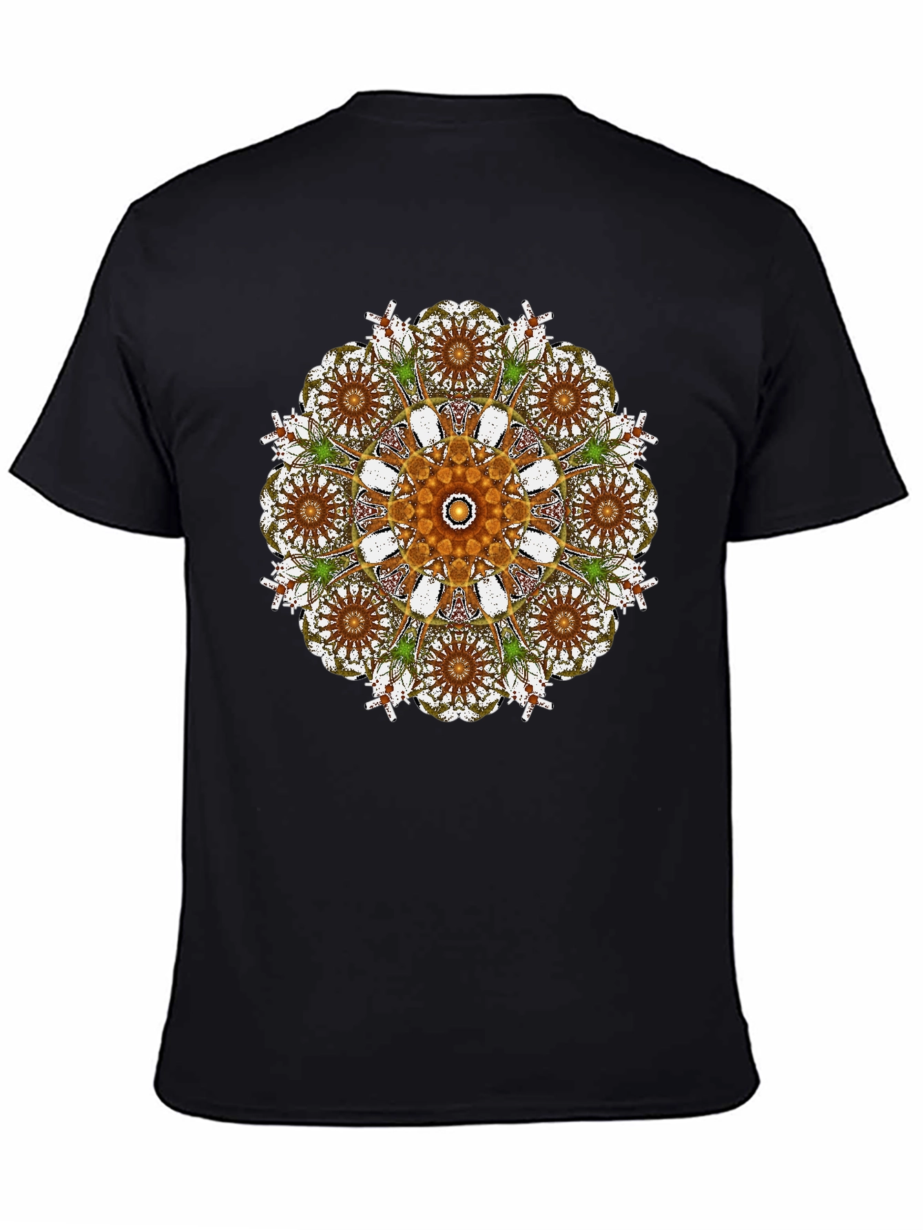 Mandala Print Black Crew Neck T-Shirt