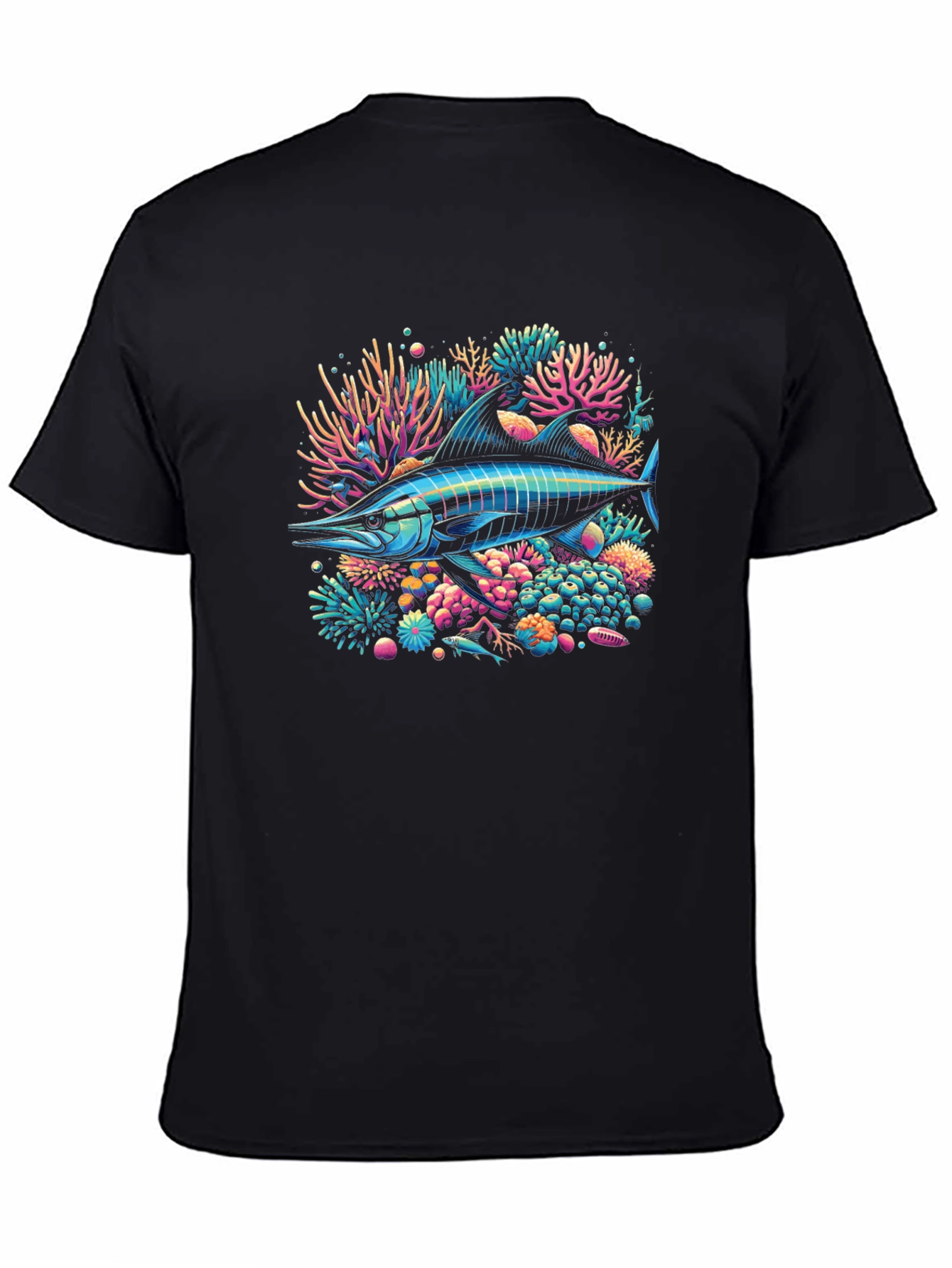 Neon Marlin Reef Graphic Tee - Black