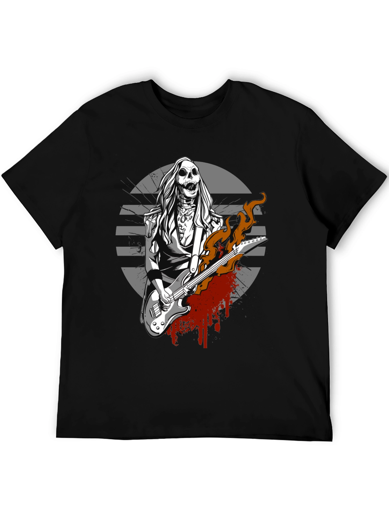 Skull Guitar Player Graphic Tee - Rocker Style