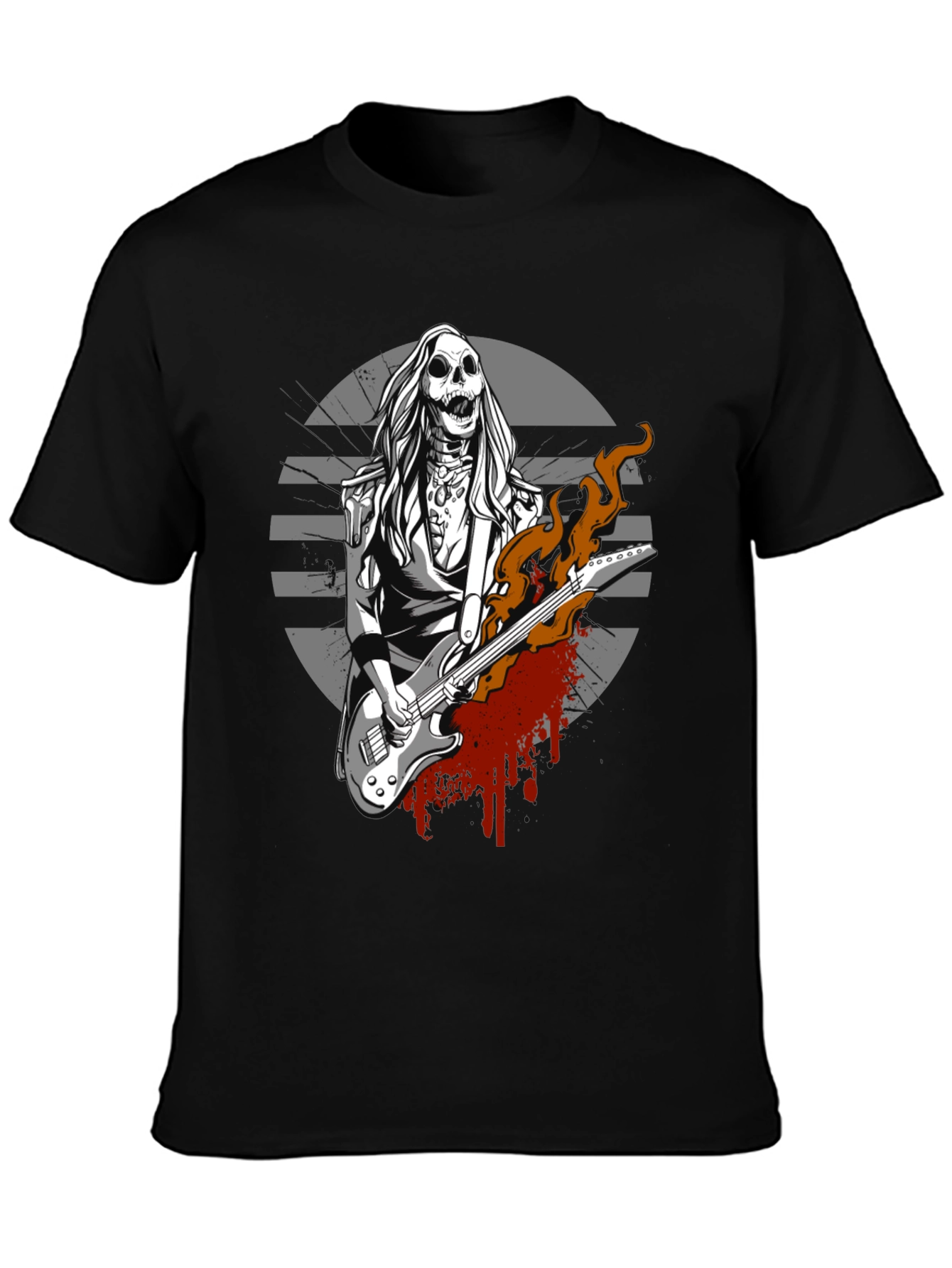 Skull Guitar Player Graphic Tee - Rocker Style