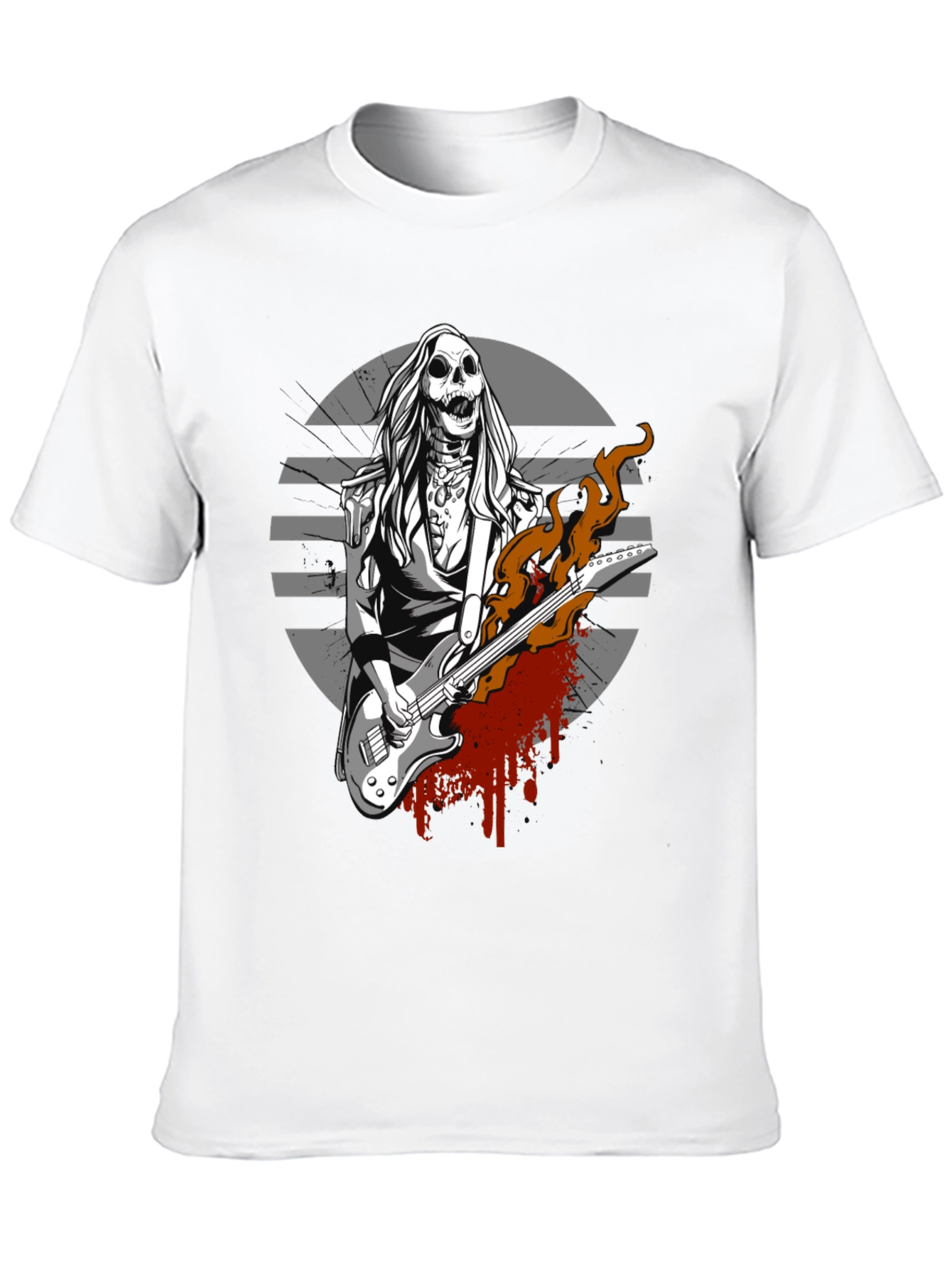 Skull Guitar Player Graphic Tee - Rocker Style