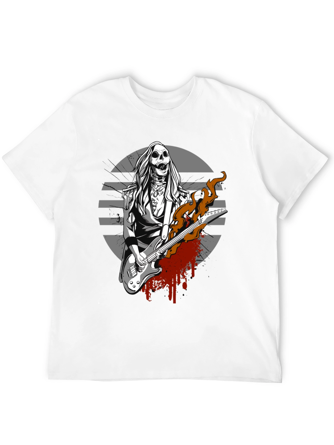 Skull Guitar Player Graphic Tee - Rocker Style