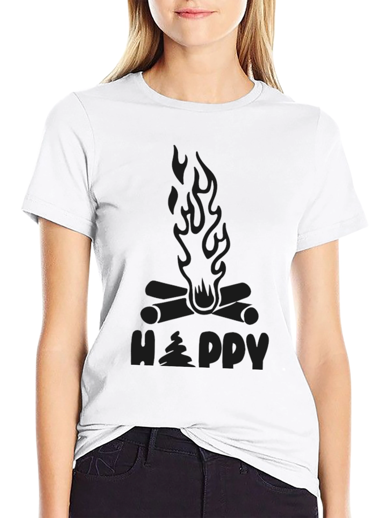 Happy Camper Campfire Graphic T-Shirt