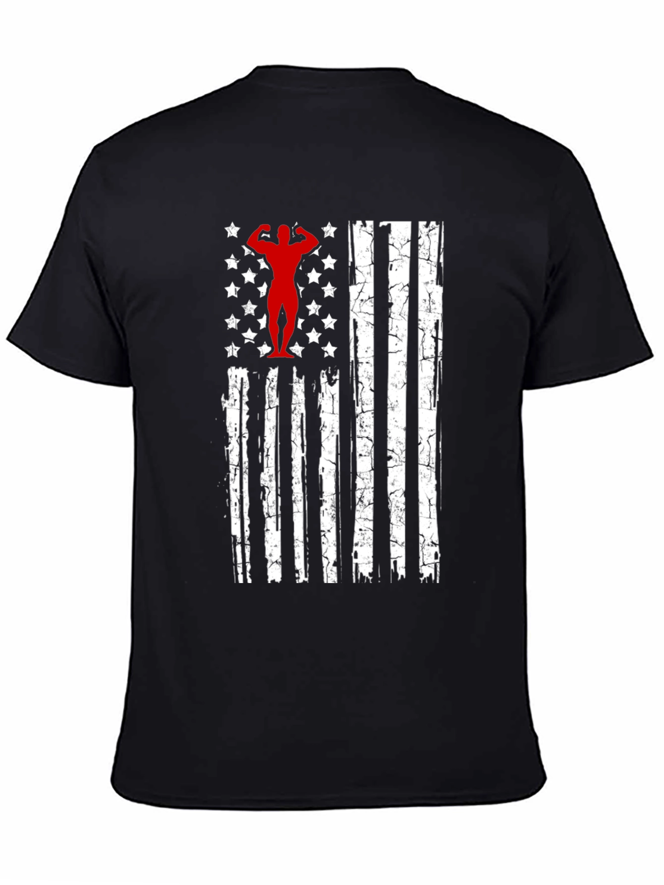 Patriotic Gym T-Shirt - American Flag Bodybuilder Design