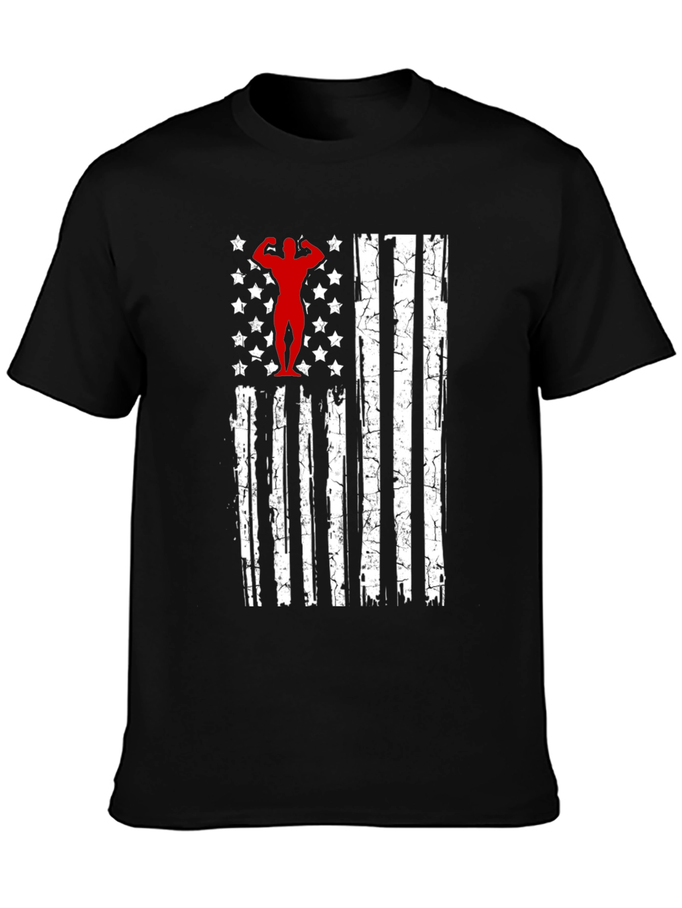 Patriotic Gym T-Shirt - American Flag Bodybuilder Design