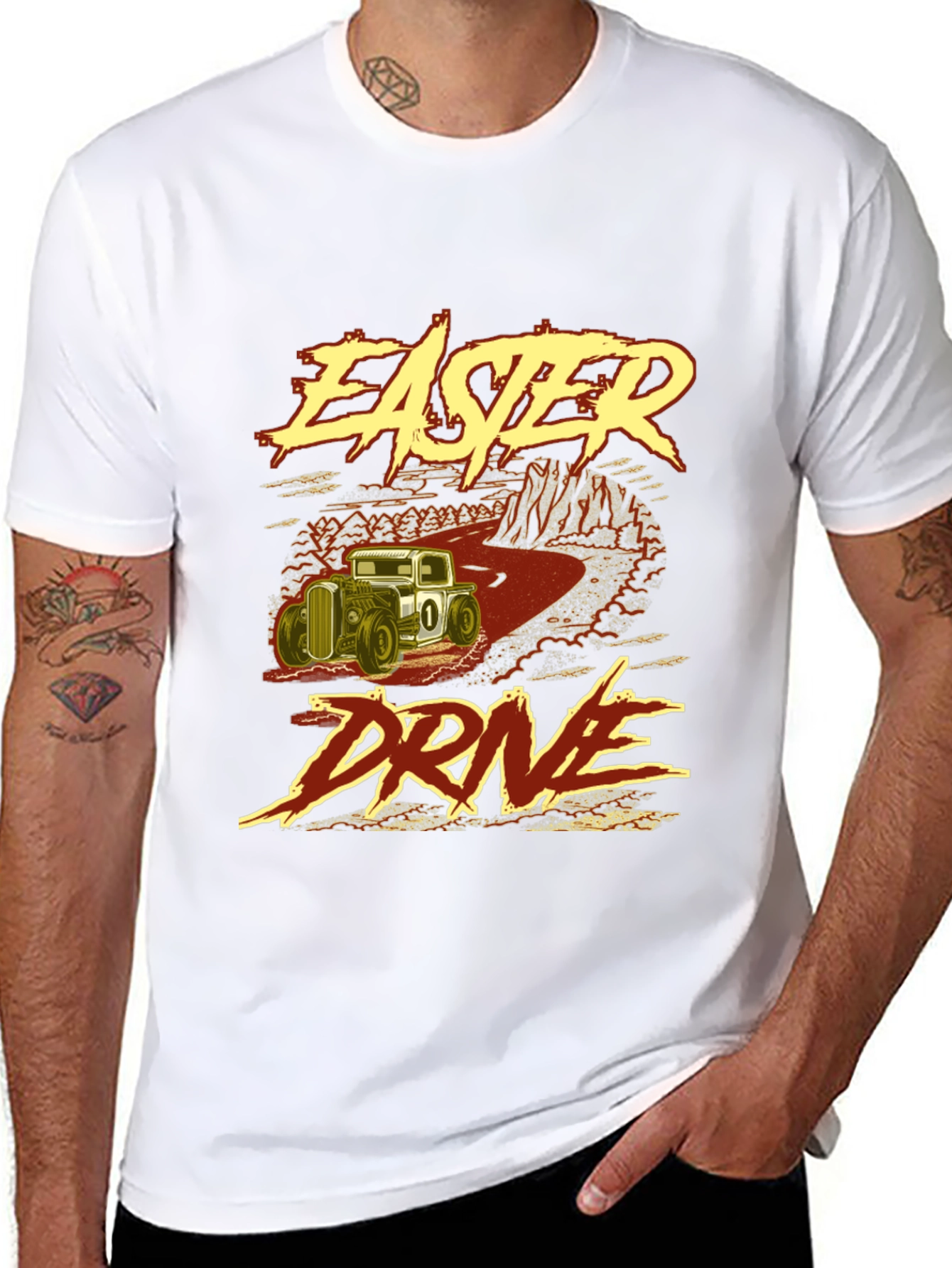 Easter Drive Graphic Tee - Retro Car Design