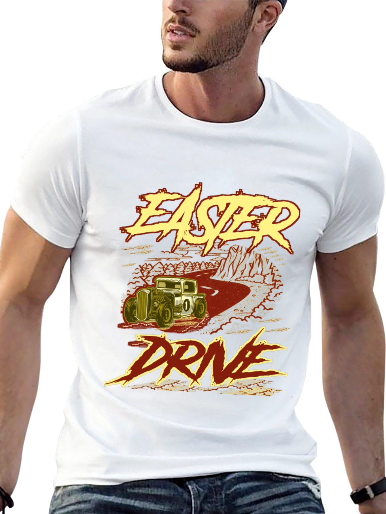 Easter Drive Graphic Tee - Retro Car Design