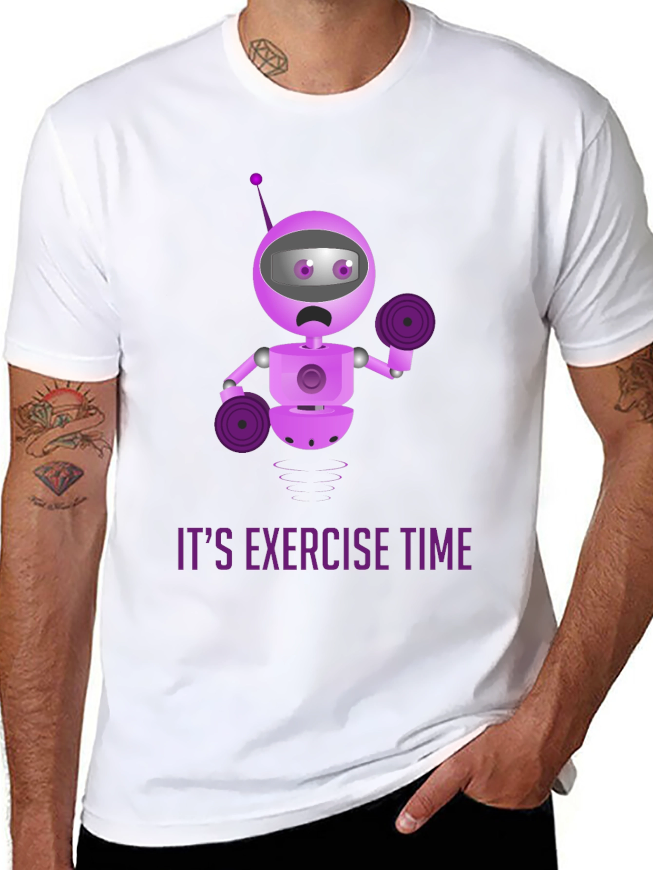 Robot Exercise Time Black T-Shirt