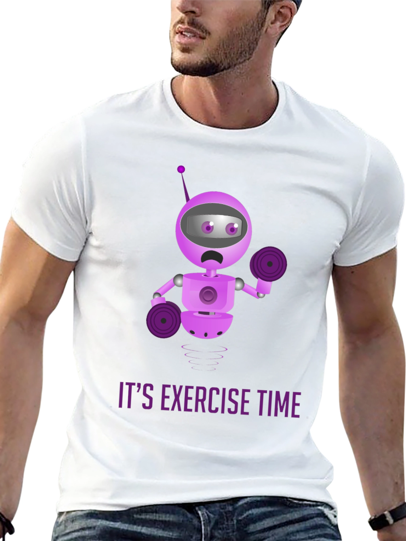 Robot Exercise Time Black T-Shirt