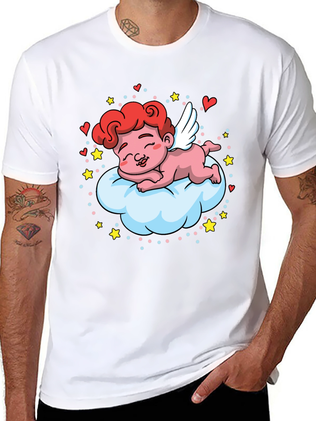 Cute Cupid on Cloud T-Shirt - Valentines Day
