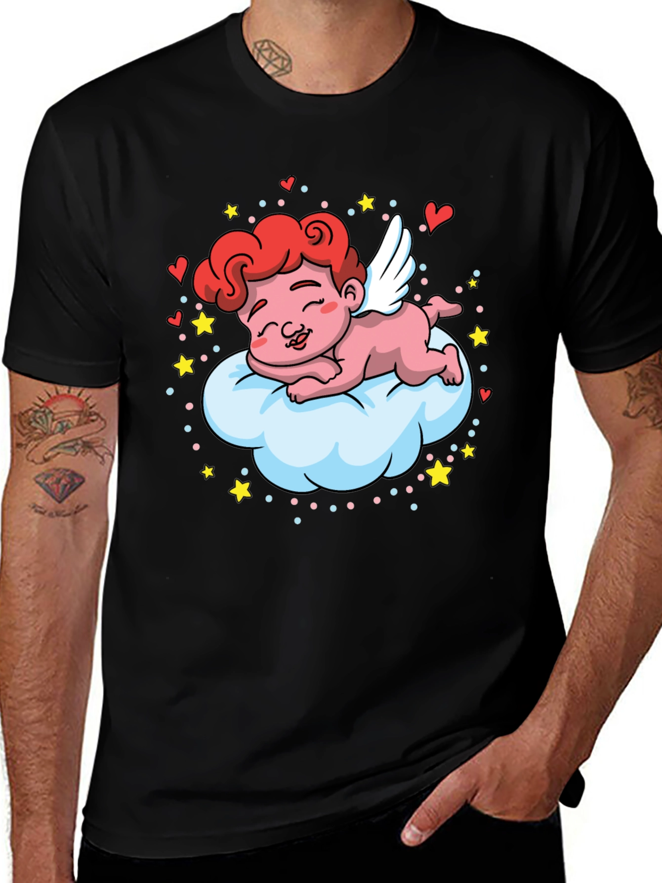 Cute Cupid on Cloud T-Shirt - Valentines Day