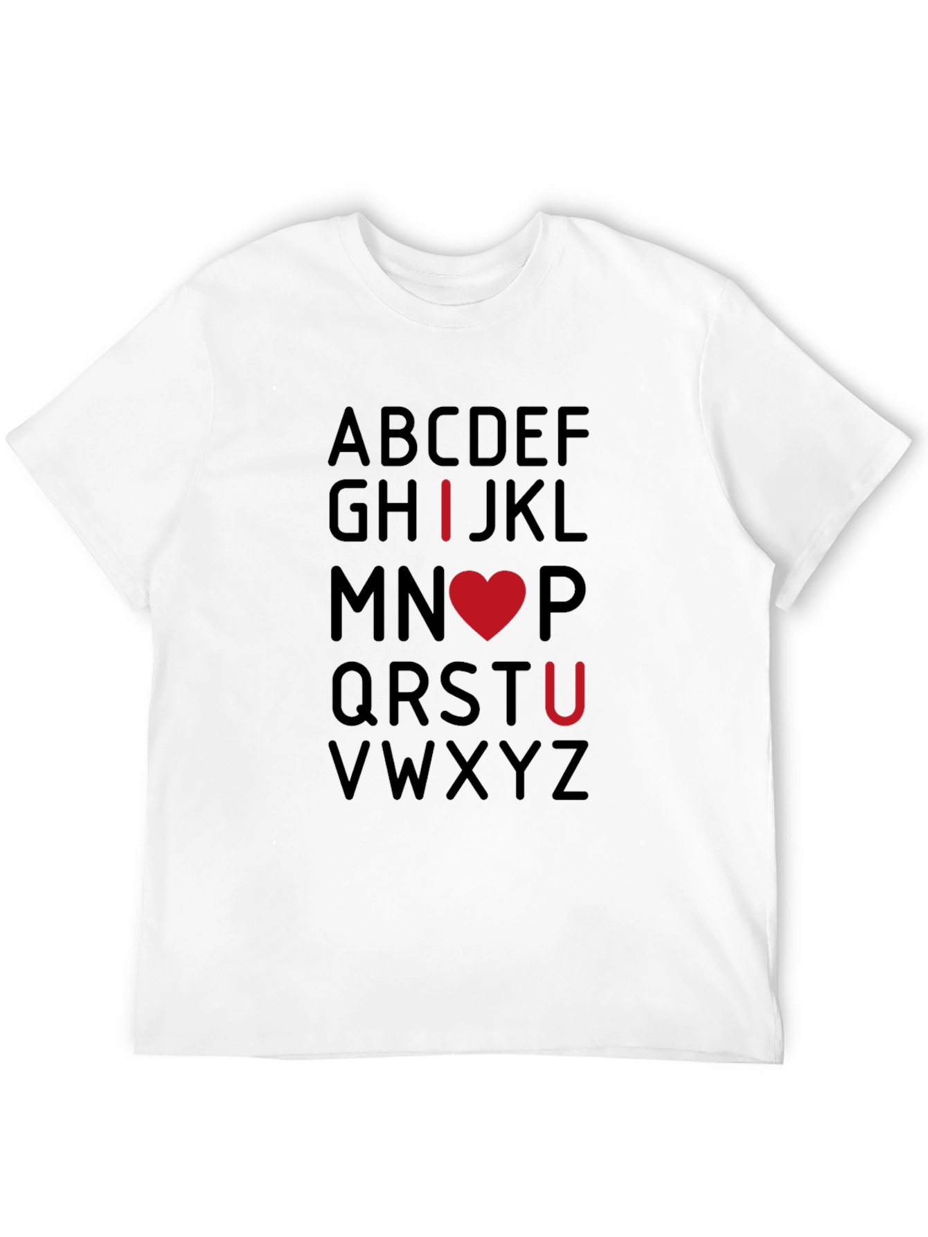 I Heart U Alphabet Tee - Mens Black T-Shirt