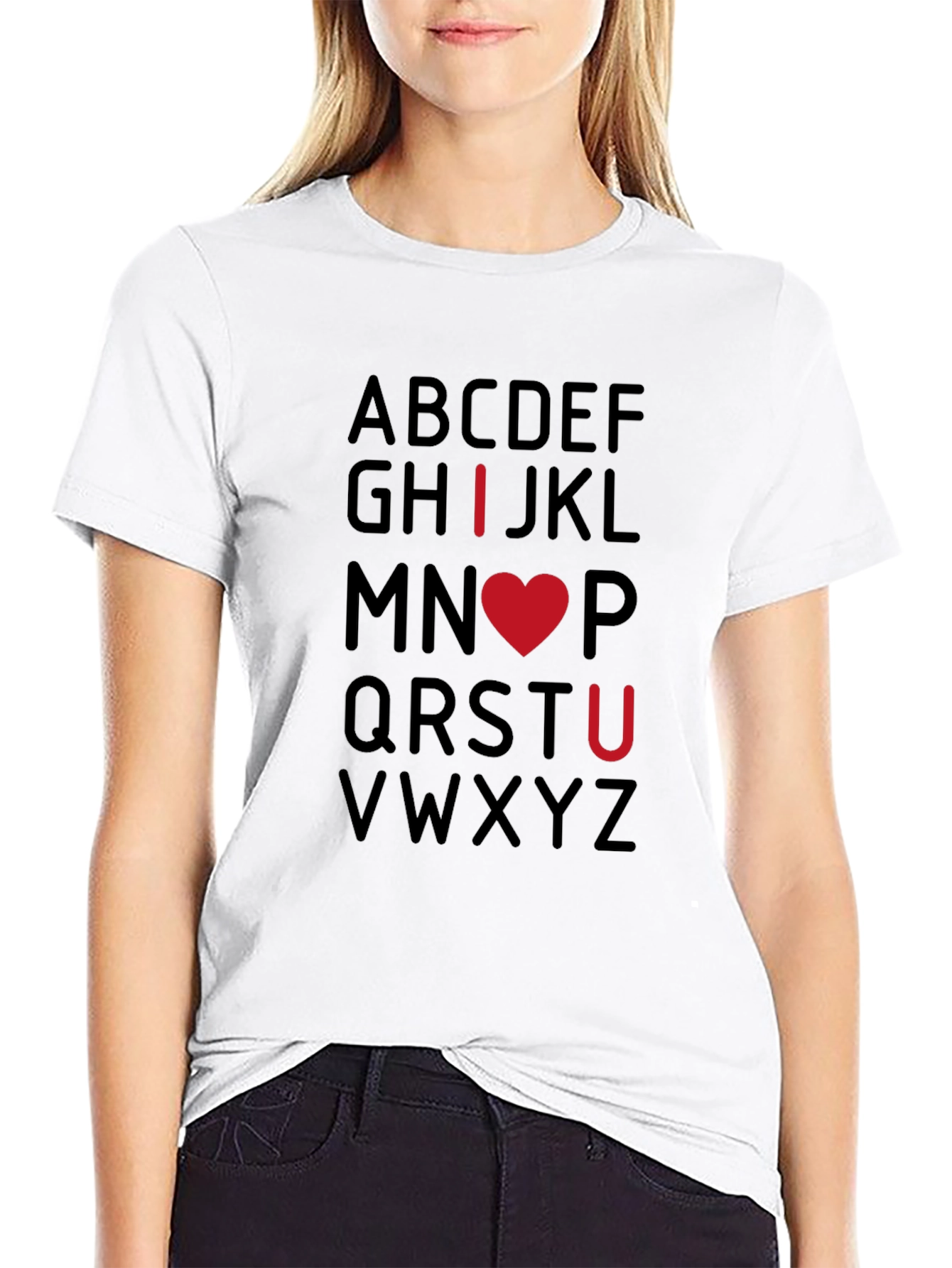 I Heart U Alphabet Tee - Mens Black T-Shirt