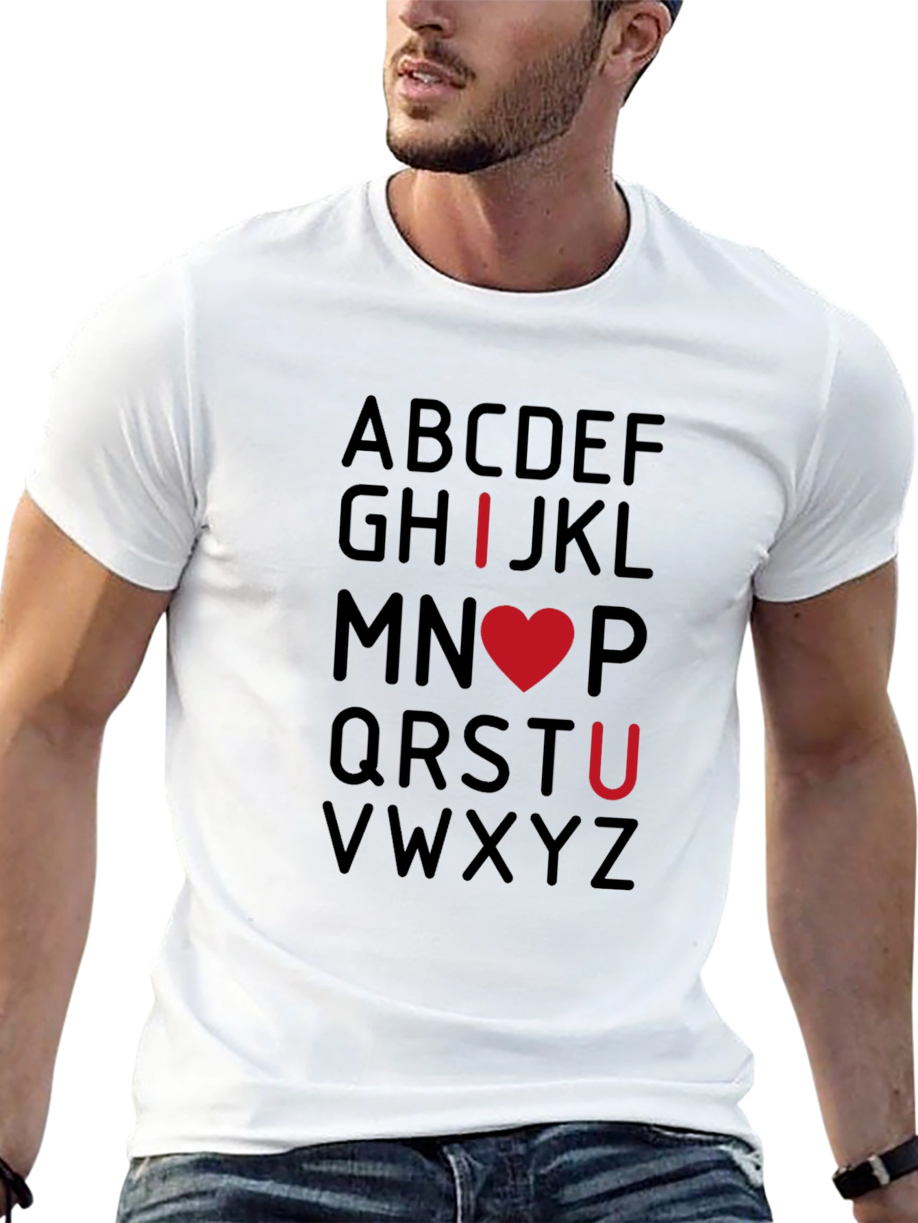 I Heart U Alphabet Tee - Mens Black T-Shirt