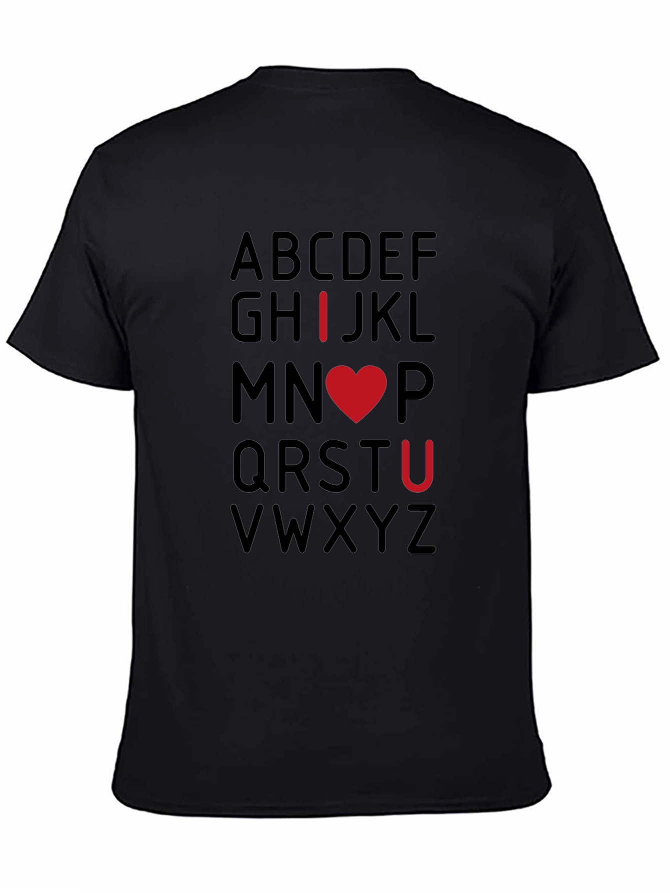 I Heart U Alphabet Tee - Mens Black T-Shirt