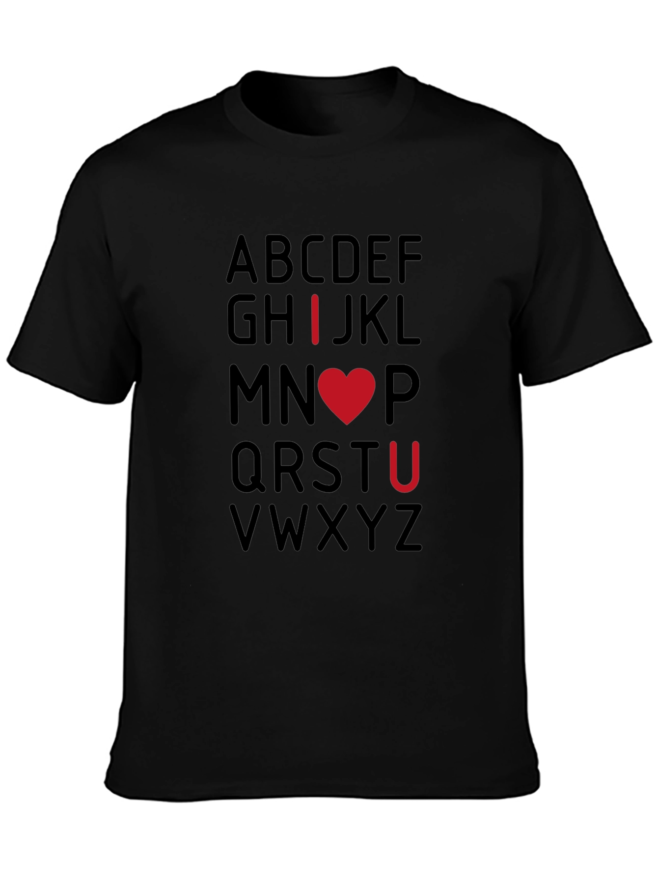 I Heart U Alphabet Tee - Mens Black T-Shirt