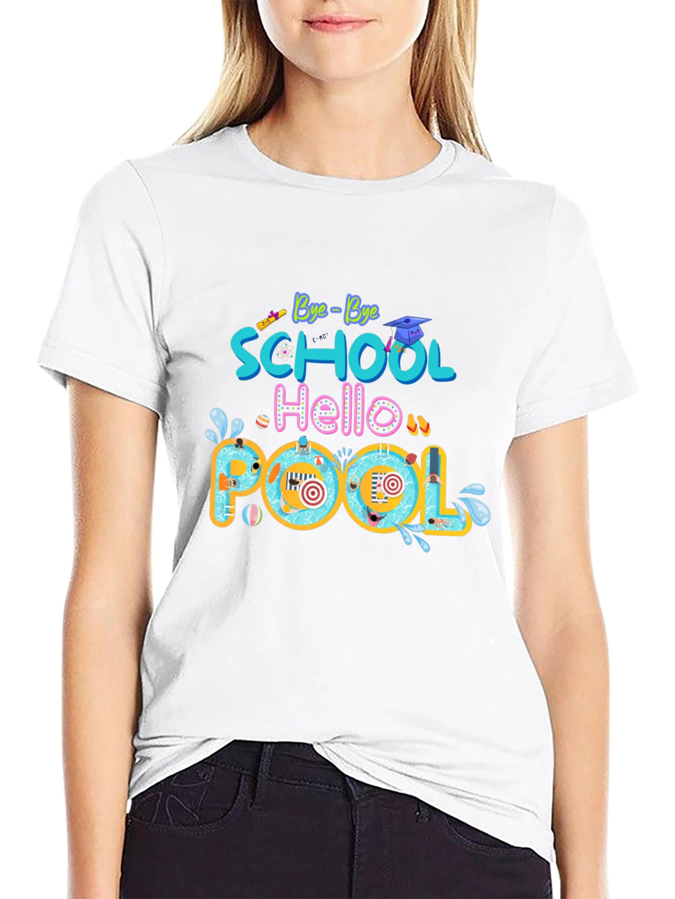 Bye Bye School Hello Pool Graphic T-Shirt