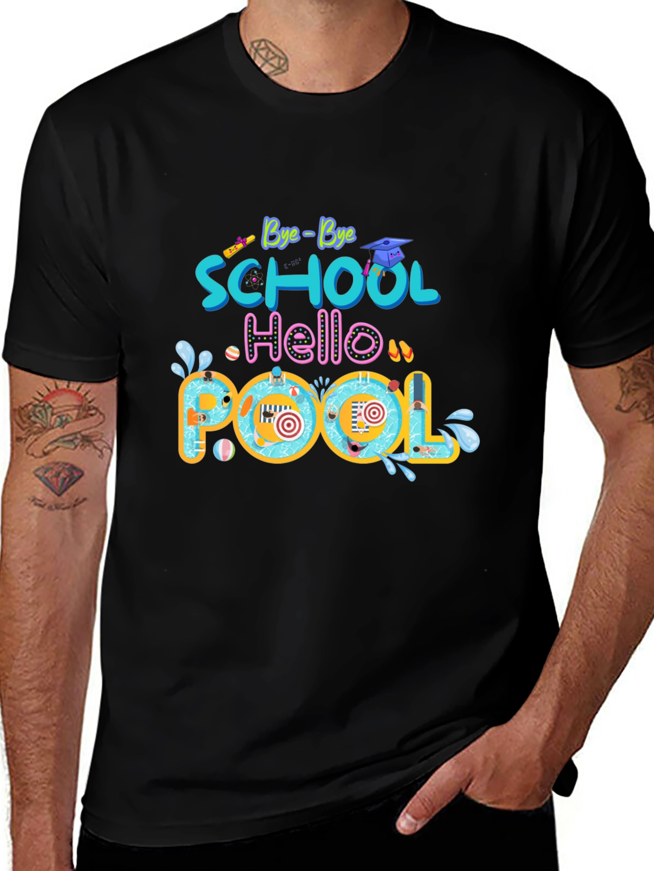 Bye Bye School Hello Pool Graphic T-Shirt
