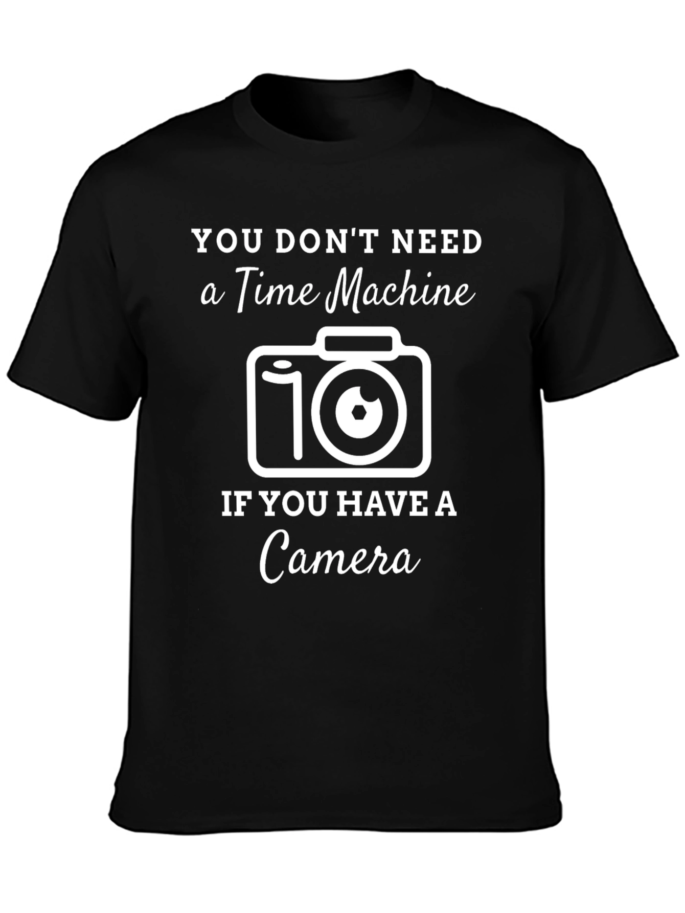 Time Machine Camera Graphic T-Shirt - Black