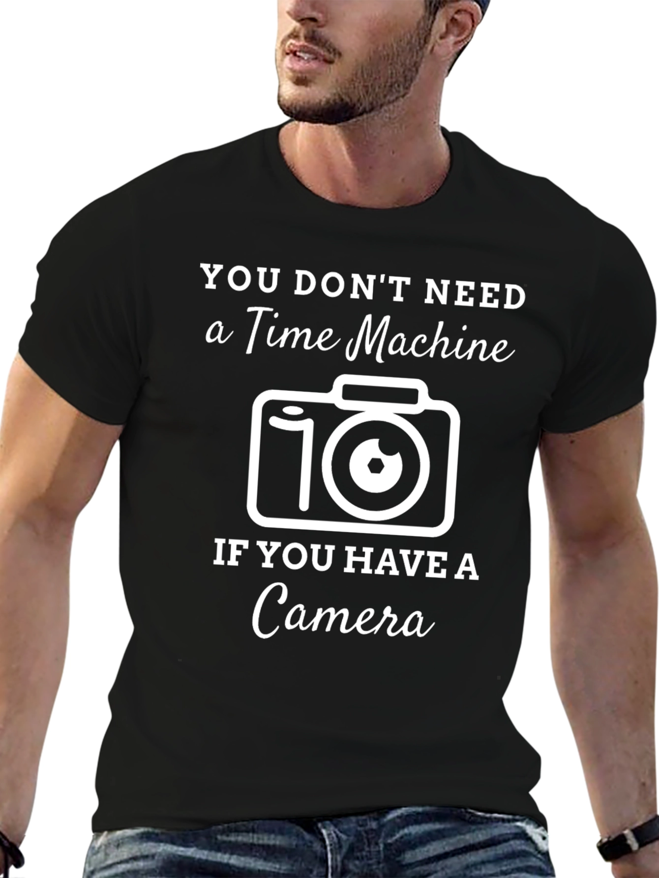 Time Machine Camera Graphic T-Shirt - Black
