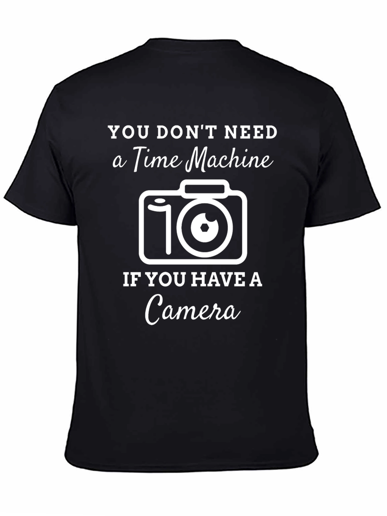 Time Machine Camera Graphic T-Shirt - Black