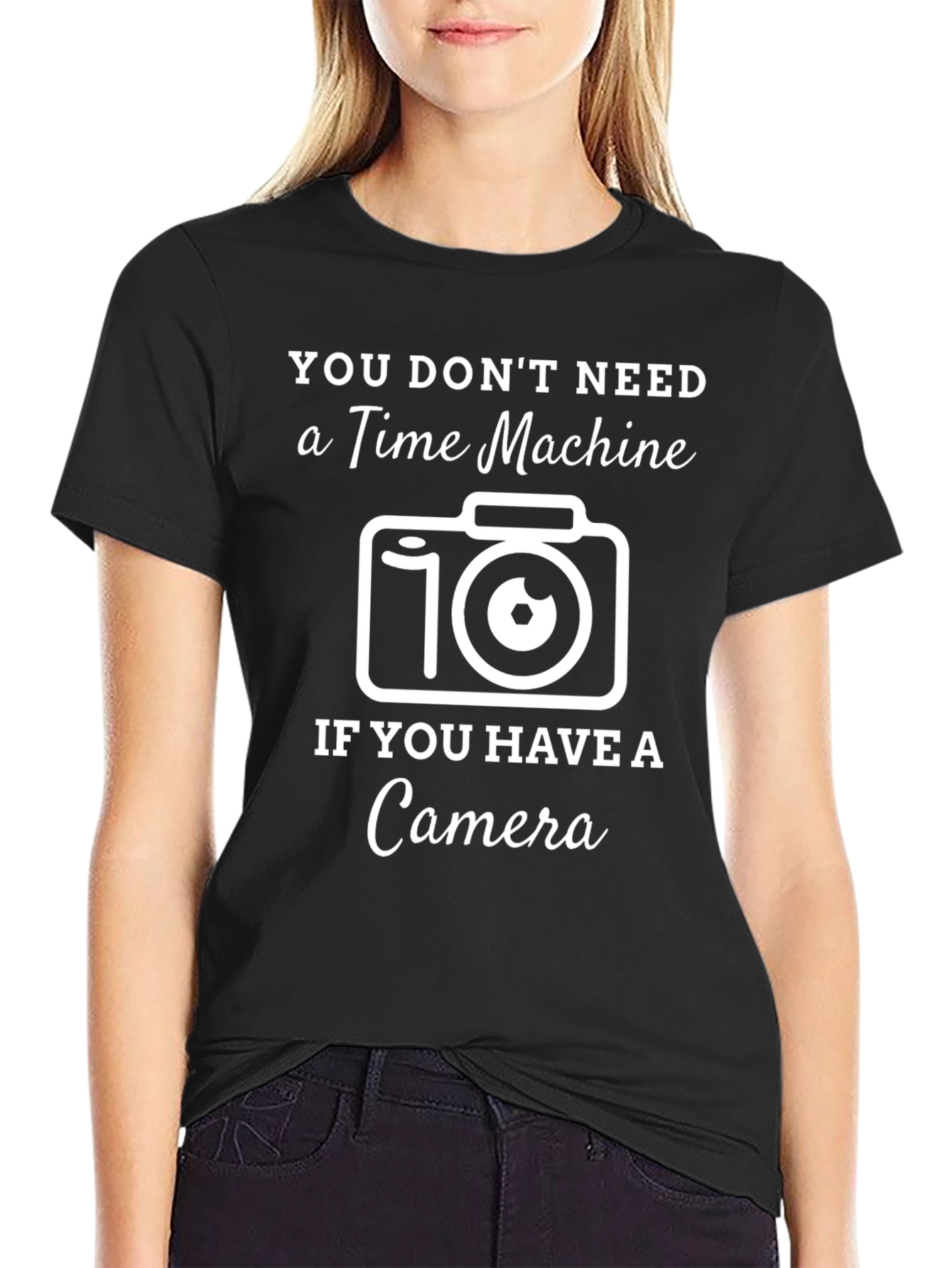 Time Machine Camera Graphic T-Shirt - Black