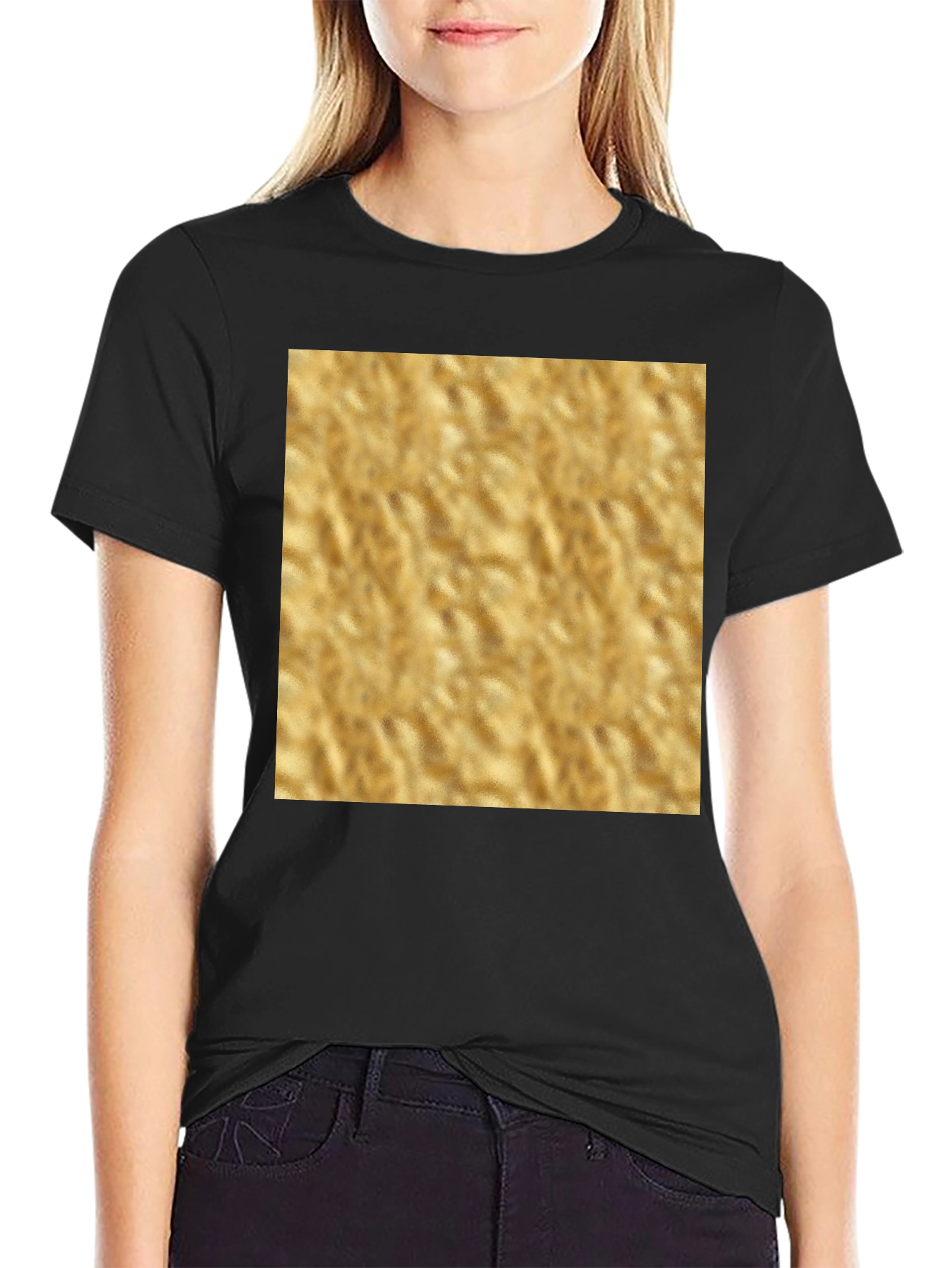 Textured Gold Graphic Tee - Stylish and Comfortable