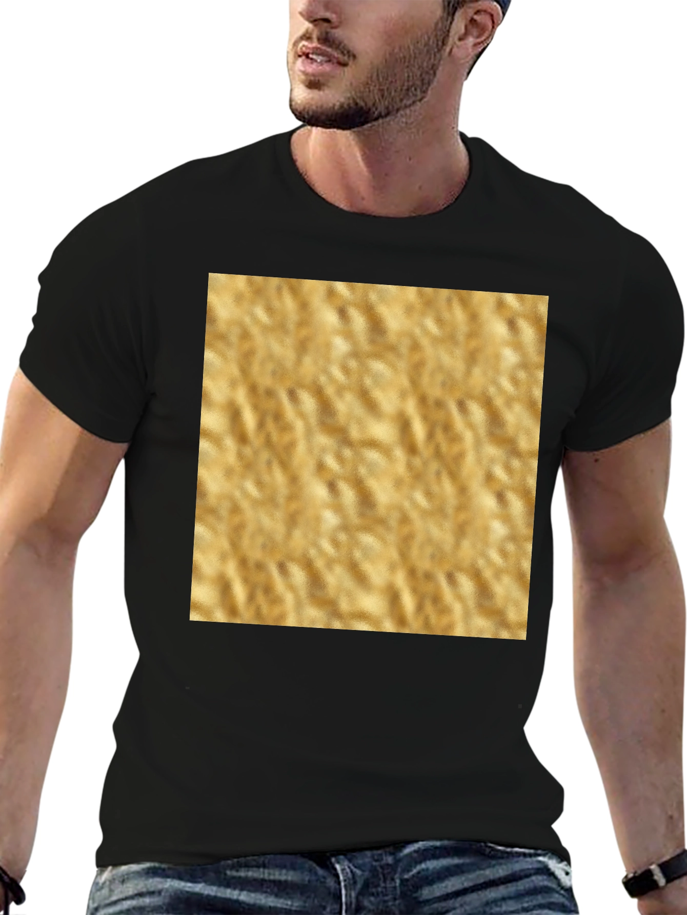 Textured Gold Graphic Tee - Stylish and Comfortable