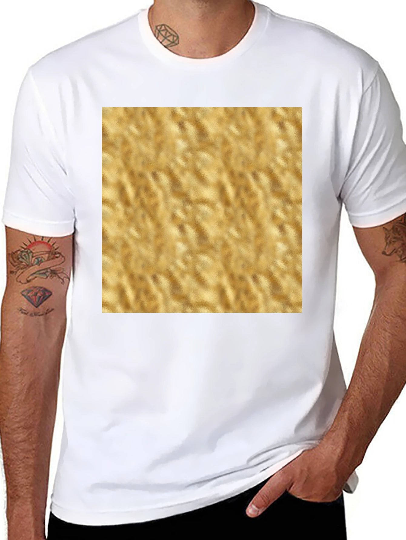 Textured Gold Graphic Tee - Stylish and Comfortable