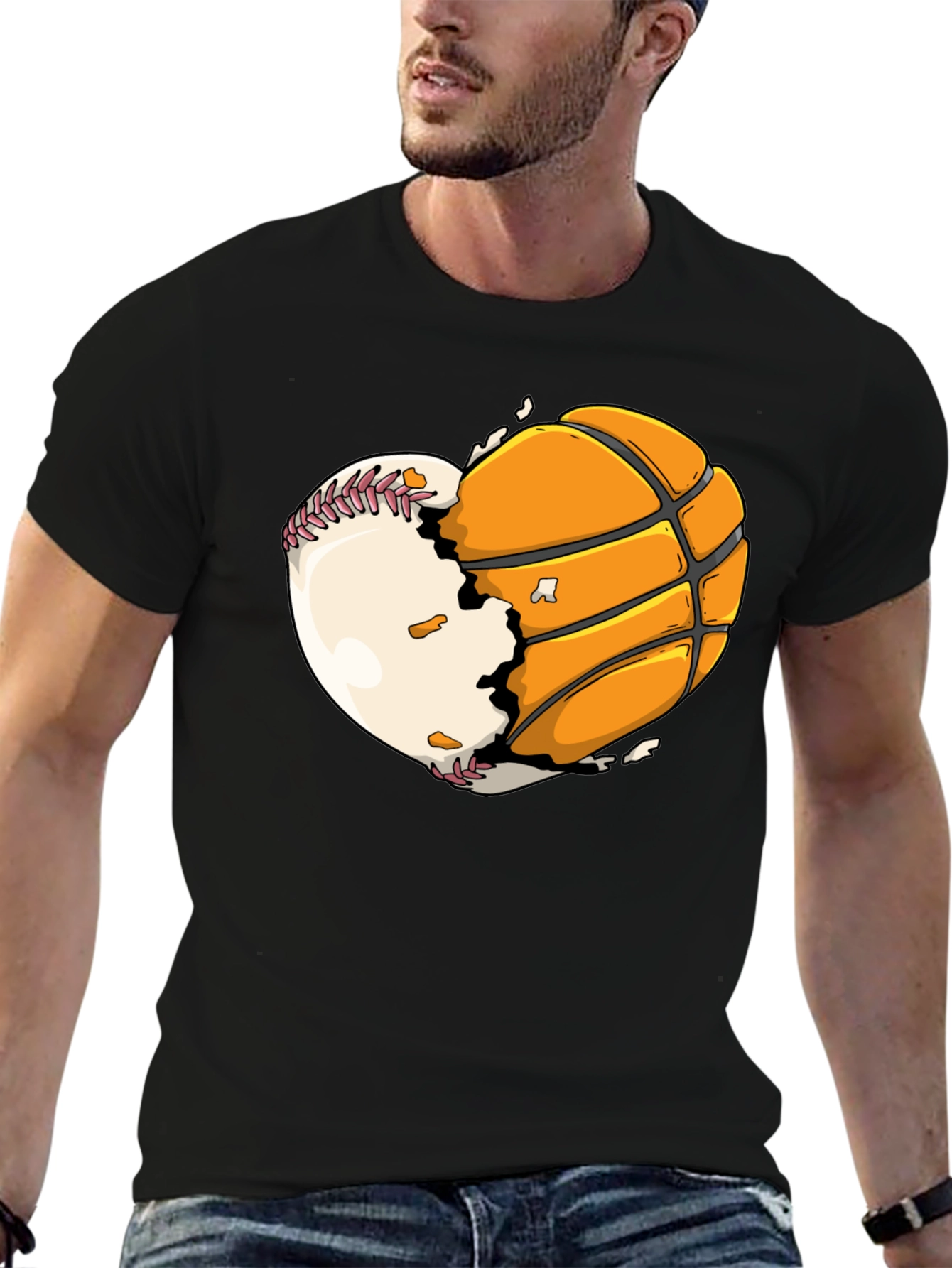 Baseball Basketball Heart Graphic Tee