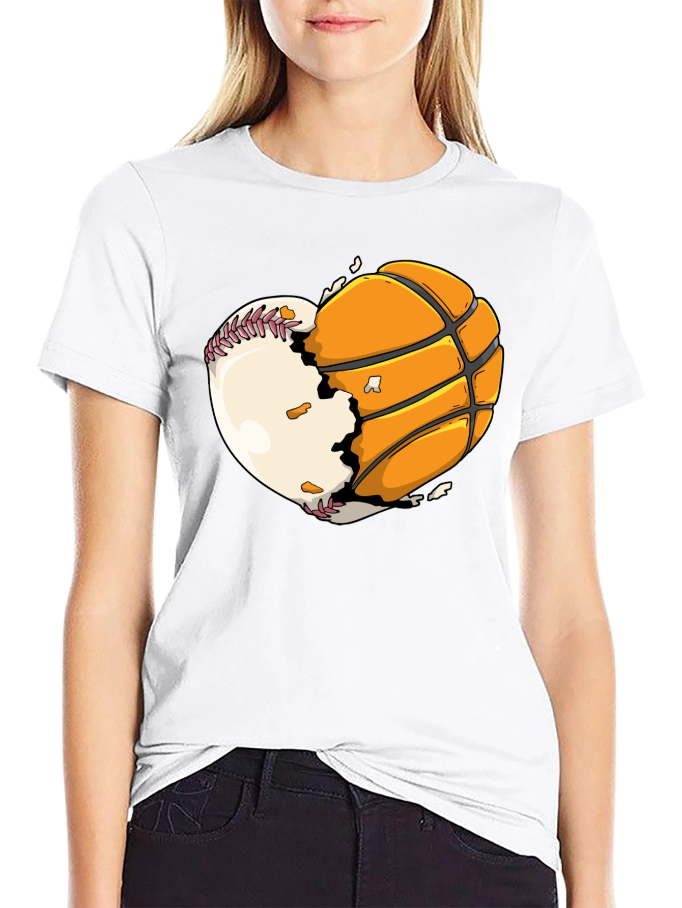 Baseball Basketball Heart Graphic Tee